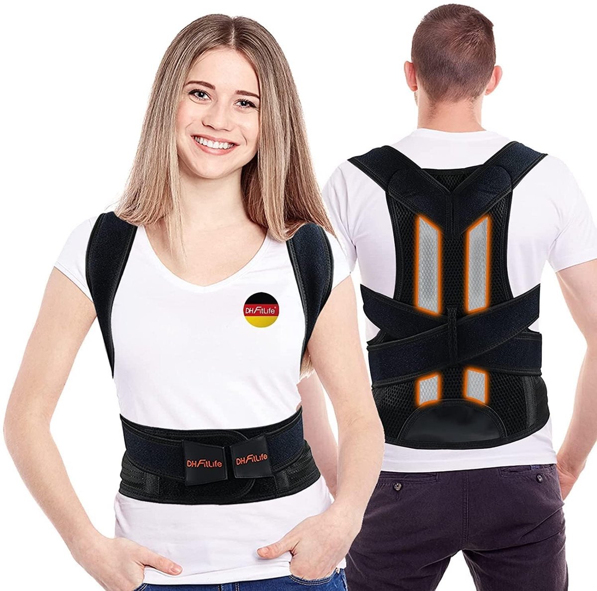 Thijox - DH FitLife Houdingscorrector voor Rug & Schouder - Ergonomische Houdingstrainer met Taille - Rugsteun voor Mannen & Vrouwen (S)