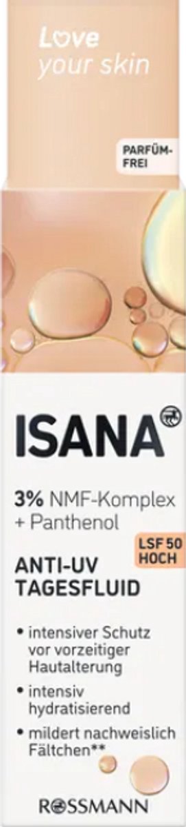 ISANA Anti-UV Vloeibare Dagcrème SPF 50 - Hydraterende Dagcrème - Tegen Huidveroudering & Rimpels - 50ml