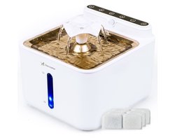 Viervoeter Draadloze Drinkfontein RVS Wit - Sensor Waterfontein voor Kat en Hond - Inclusief 3 filters - 3,2L - 30d batterijduur - Fluisterstil