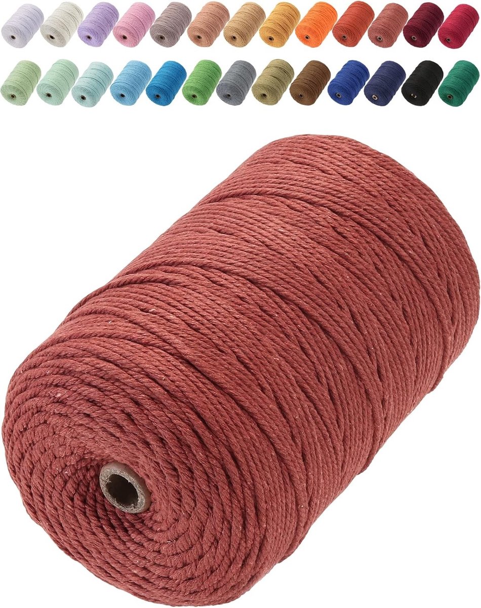 Premium Katoenen Macrame Touw 3mm x 200m - Zacht, Chemisch Vrij en Ideaal voor Macrame Kunst en Ambachten