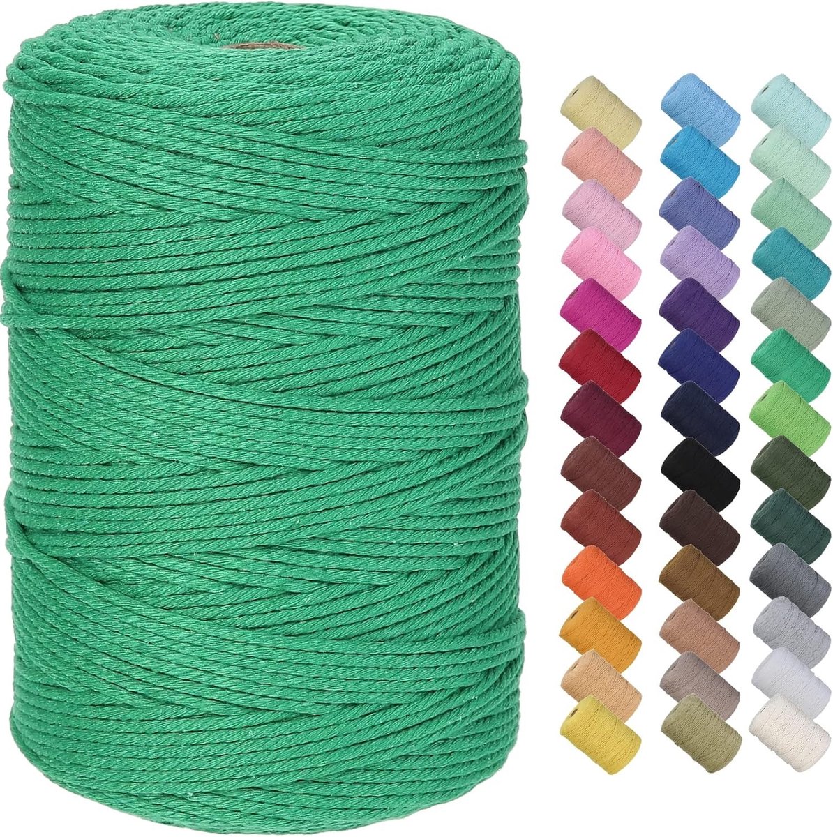Premium Katoenen Macrame Touw 3mm x 300m - Zacht, Duurzaam en Chemisch Vrij voor Macrame Projecten en Handwerken