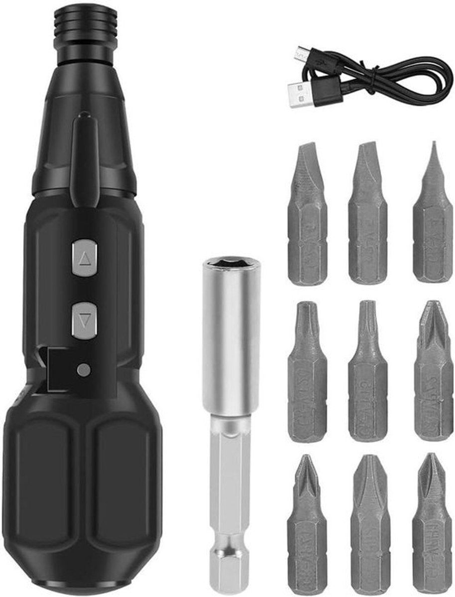 Elektrische Accuschroevendraaier Met Led-Licht En Oplaadbare Usb-Schroevendraaier 9 Magnetische Bits En 1/4 Inch Bithouder Voor Thuis Doe-Het-Zelf Reparatie - Accuboormachine - Elektrisch gereedschap - Draadloze schroevendraaier.