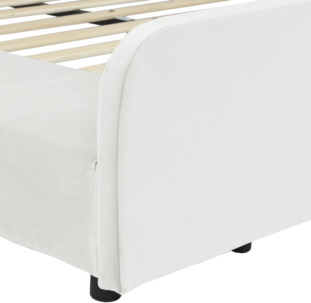 YYchan gestoffeerd kinderbed - wit - ligmaat 90 x 200 cm - 212 x 125 x 69 cm - met bureau - met kruk