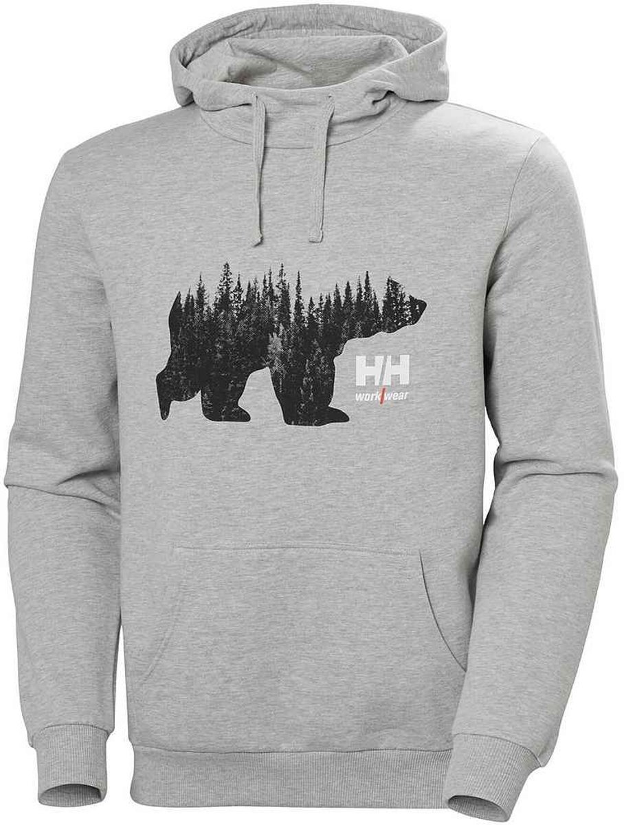 Helly Hansen Heren Hoodie met Capuchon 100% Katoen Regular Fit Sweater met Kangoeroezak Casual & Outdoor HH Hoodie Grijs