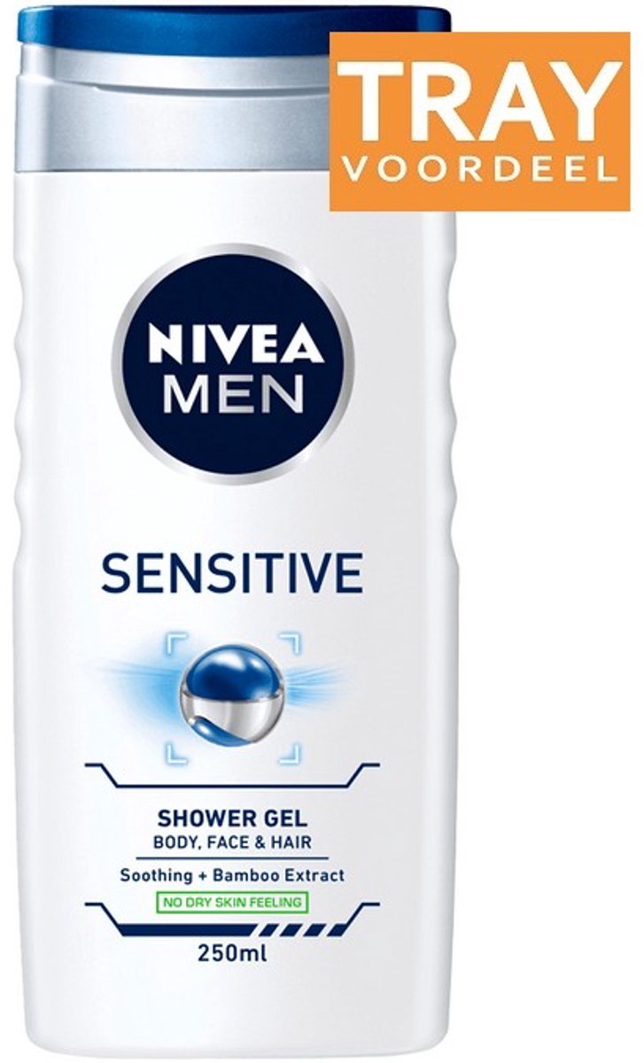 NIVEA FOR MEN SENSITIVE SHOWER GEL DOUCHEGEL 24 X 250 ML