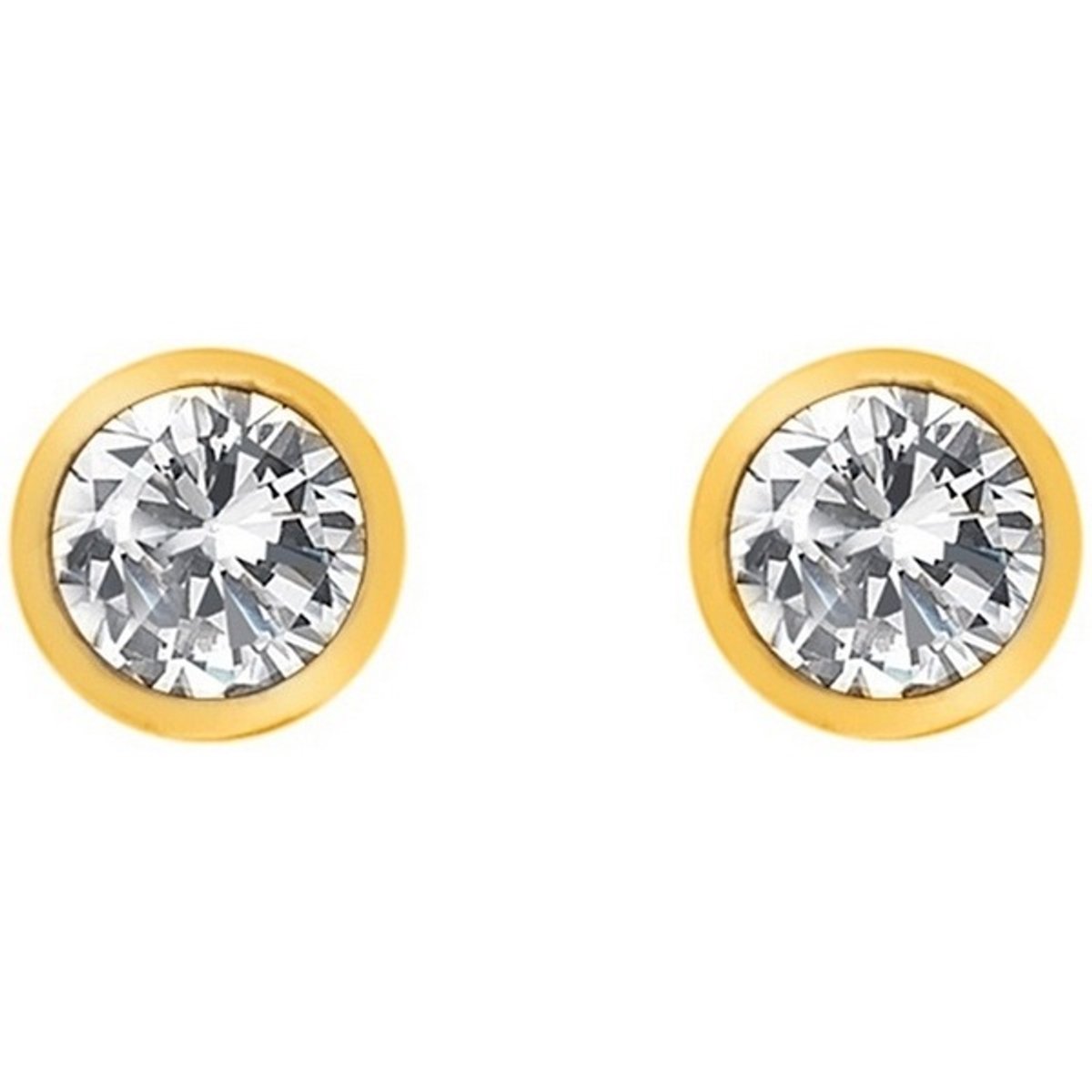 HOT DIAMONDS DE832 GOUDEN OORKNOPJES MET DIAMANT EN WITTE TOPAAS 1 PAAR