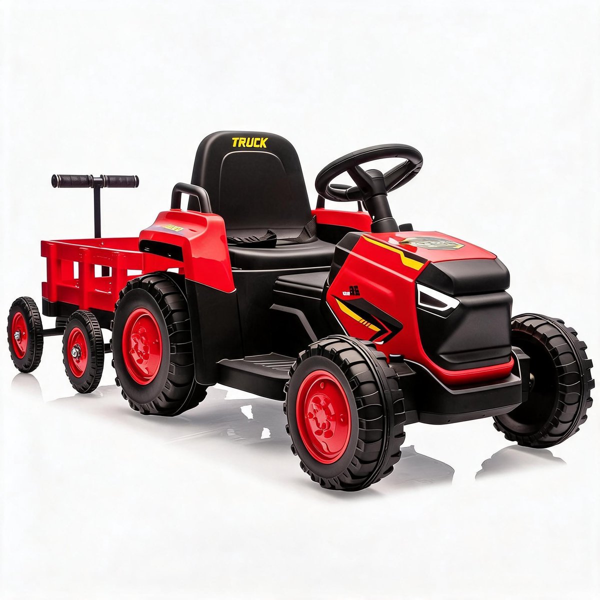Triumpunpre-12V Elektrische Kinderauto Tractor met Afstandsbediening | Veilige Ride-On met Ouderlijke Controle, LED Lampen & Muziek | Speelgoed voor 3-6 Jaar | Rood