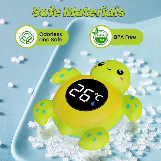 Baby Bath Thermometer Baby Safety, Digital 2-in-1 Room & Bath Water Thermometer with 3-Color Backlight & Temperature Warning, Floating Turtle Design for Infant Toddler, Auto On/Off — afbeelding 5