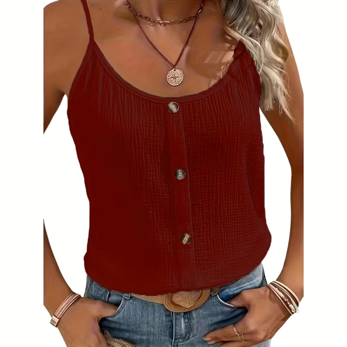 Currero Topje Dames - Top Kleding - Shirt - Blouse - Kort - Volwassen - Bordeauxrood 1XL