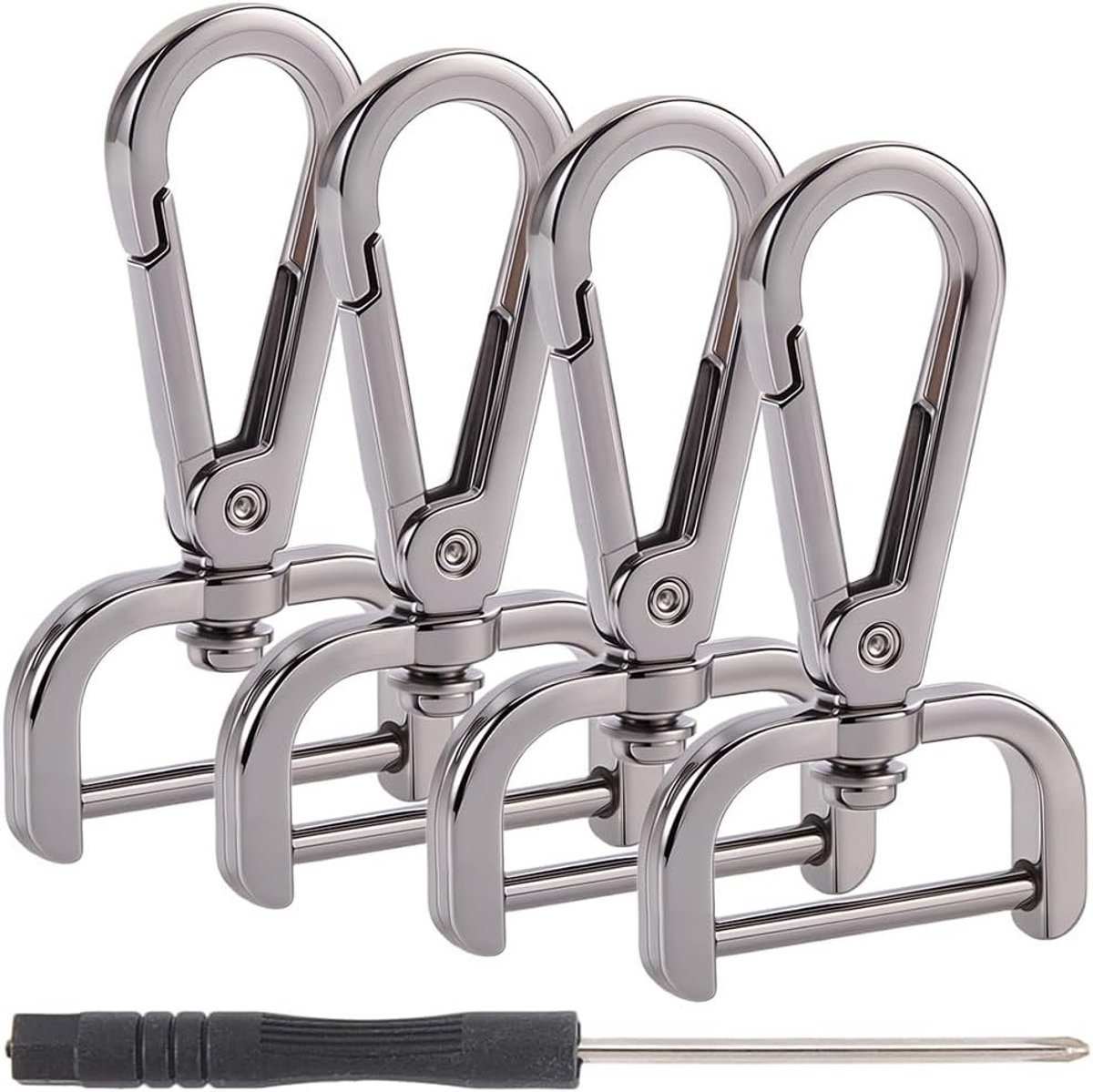 Afneembare Legering Snap Haak met Kruis Schroevendraaier - 4 Stuks D Ring Kreeft Klauw Sluitingen voor Tas, Sleutelhanger en DIY Craft Accessoires