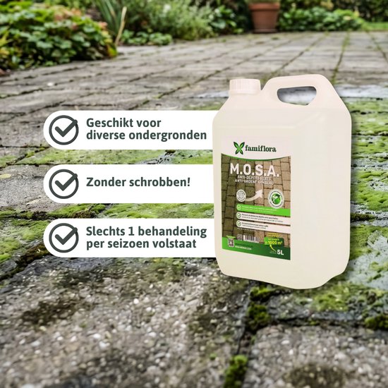 Famiflora MOSA anti-groene aanslag 5 liter - Reinigt alle oppervlakten - Makkelijk te gebruiken - Kleurloos van Merkloos	 — afbeelding 2