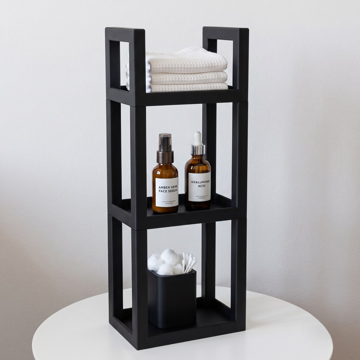 Luxe Modulaire Organizer Stelling – Multifunctioneel 3-Laags Opbergrek | Mat Zwart | 61 cm