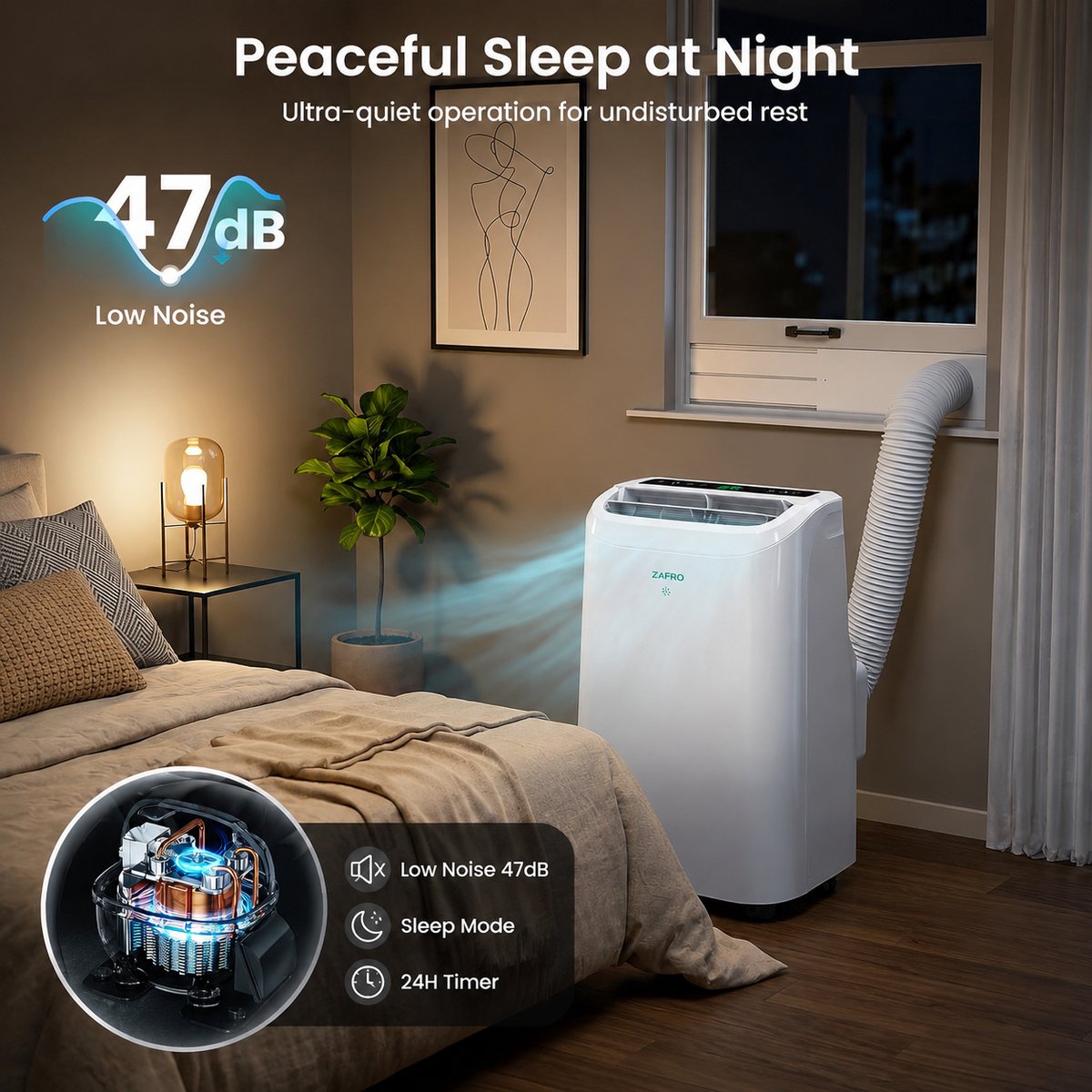 Mobiele airco 10000 BTU stil met WiFi, ontvochtiger en afstandsbediening 3-in-1 functie — afbeelding 4