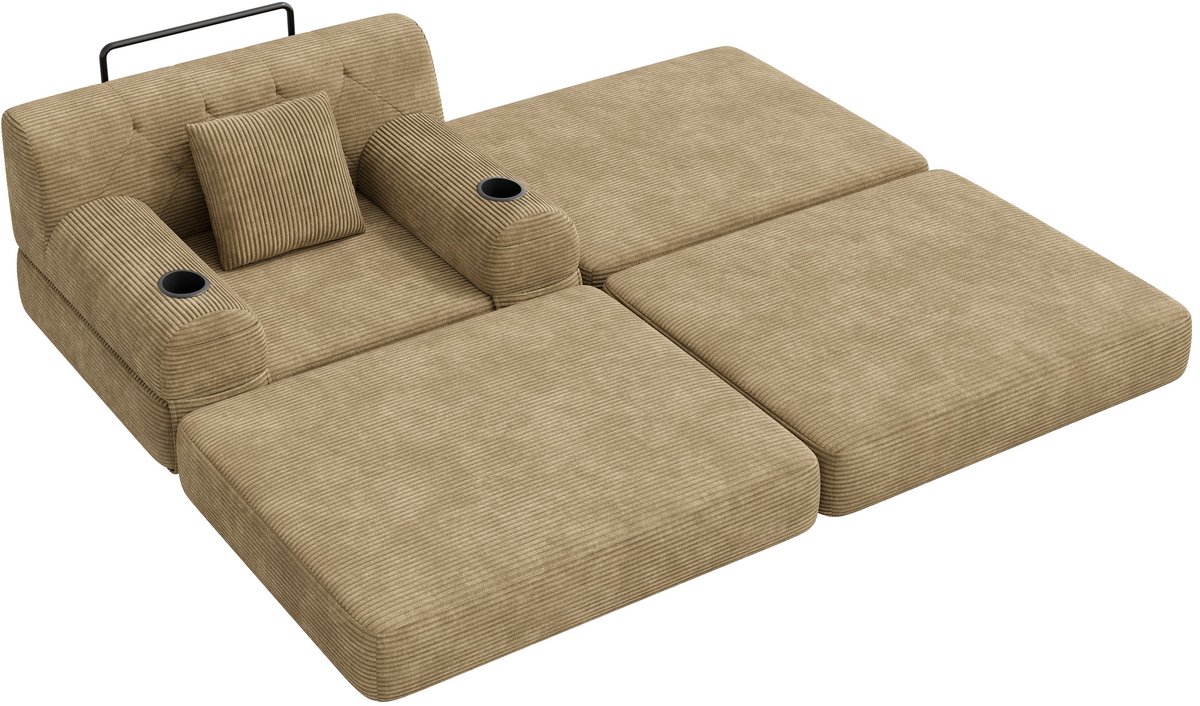 YYchan fauteuil met voetenbank - kaki - 107 x 162 x 81 cm