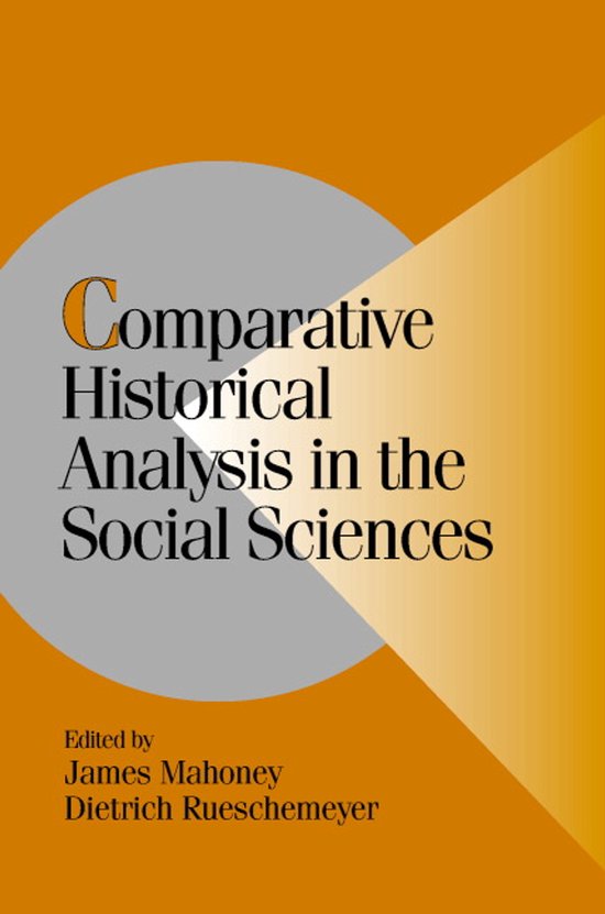 Boekomslag met de titel 'Comparative Historical Analysis in the Social Sciences', oranje met grijze cirkel.