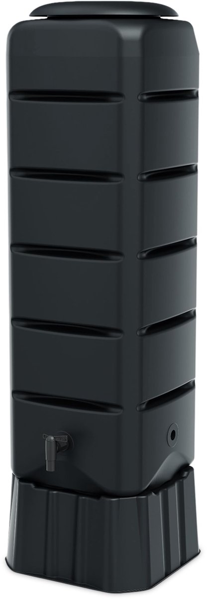 Dailygoods- Regenton hoekig 120 liter - Kunststof - Waterkraan - Veiligheidsgordel - Robuust - Afmetingen 130 x 37 x 37 cm - Watertank