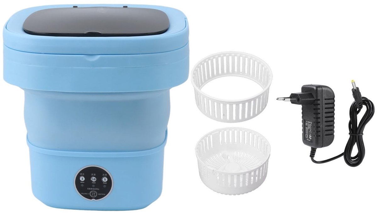 Dailygoods- Opvouwbare Wasmachine 6L - Mini Wasmachine - Camping Wasmachine - Draagbare Dehydrator - Multifunctioneel Gebruik - Grote Capaciteit - Miniwasmachine