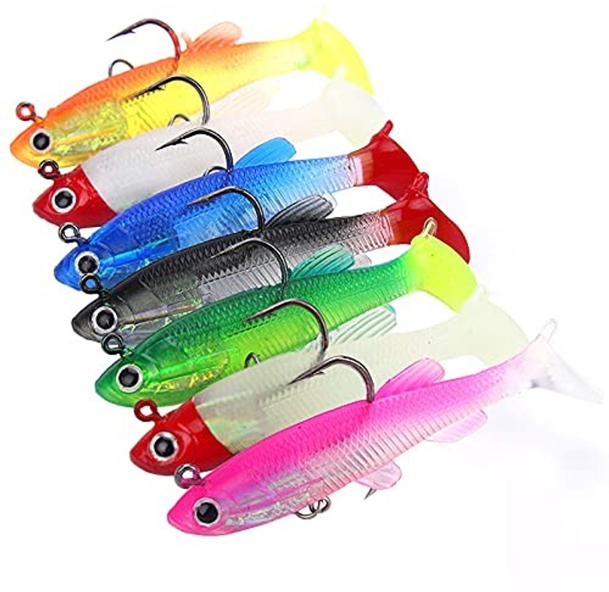 Dailygoods- Kunstaas Set met Tackle Box - Levensecht Aas - Jig Head Lokken - Zachte Kunstaas - Hoogwaardige Haken - Voor Zoetwater Vissen - Vislures