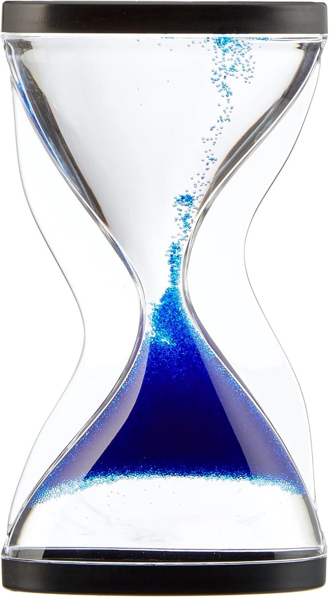Thijox - Zandloper CONTRA met Kogeltjes, Uniek Ontwerp, 10 Minuten Loopduur, Kunststof, Zwart/Blauw, Perfect voor Keuken, Feest, en Tijdbeheer