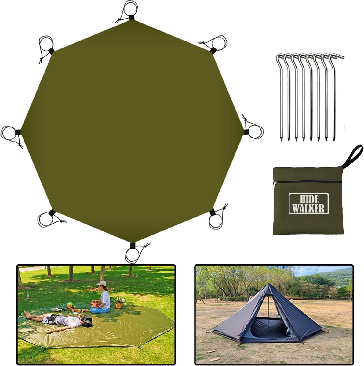Thijox - 4x4m Waterdichte Gronddoeken voor Kamperen - Zware Onderlegger Onder Tentzeil - Ademend Luifeltapijt - Universele Tentmat - Perfect voor Buit