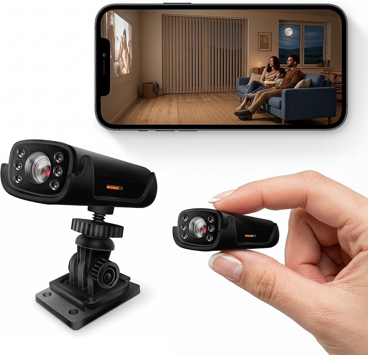Thijox - Mini-wifi-camera 1080p HD voor binnen en buiten, bewegingsdetectie, nachtzicht, realtime alarm op mobiel, ideaal voor baby, huisdier, tuin, p