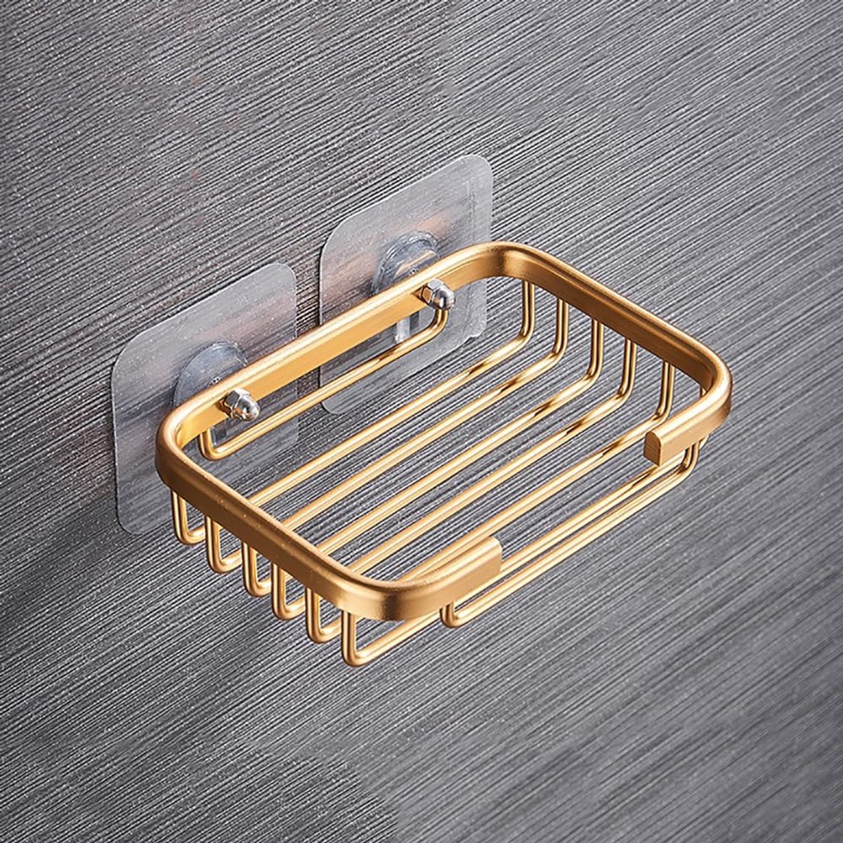 Thijox - Zeephouder Badkamer Roestvrij Staal Wandmontage Zelfklevend voor Douche en Gootsteen - Waterdicht en Corrosiebestendig - Gouden Zeepmand voor