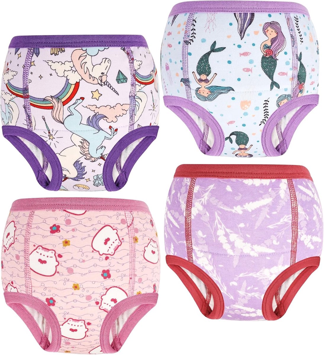 Thijox - Baby Trainingsbroek 4 stuks, Zachte Oefenbroekjes voor Meisjes van 4 Jaar, Ondergoed voor Kinderen, Katoenen, Comfortabel voor de Huid, Ideaa