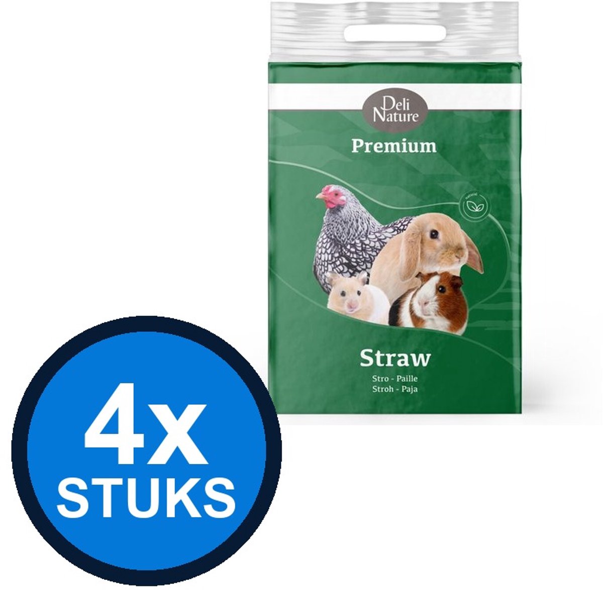 4x Deli Nature - Premium stro 2kg - Knaagdierenvoer - 2 kg