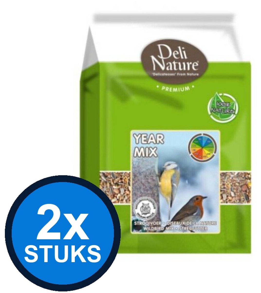 2x Deli Nature - strooivoer year mix 4kg - Vogelvoer - 4 kg
