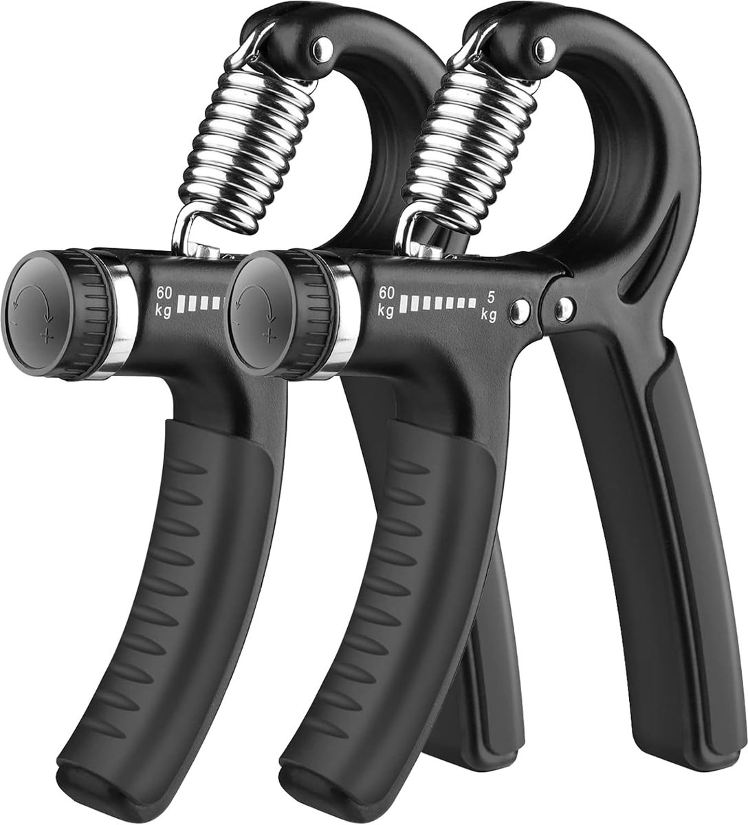 Thijox - Set van 2 Greeptrainers met Verstelbare Weerstand 5-60 kg - Onderarmtrainer, Handtrainer voor Grip Strength, Herstel van Letsels, Perfect voo