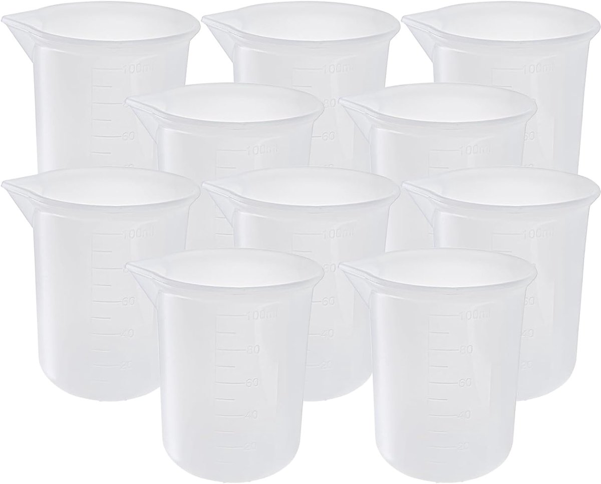 Thijox - 10 stuks multifunctionele siliconen maatbekers 100 ml - Anti-aanbak siliconen mengbekers voor hars, bakken, doe-het-zelf en plakgereedschap t