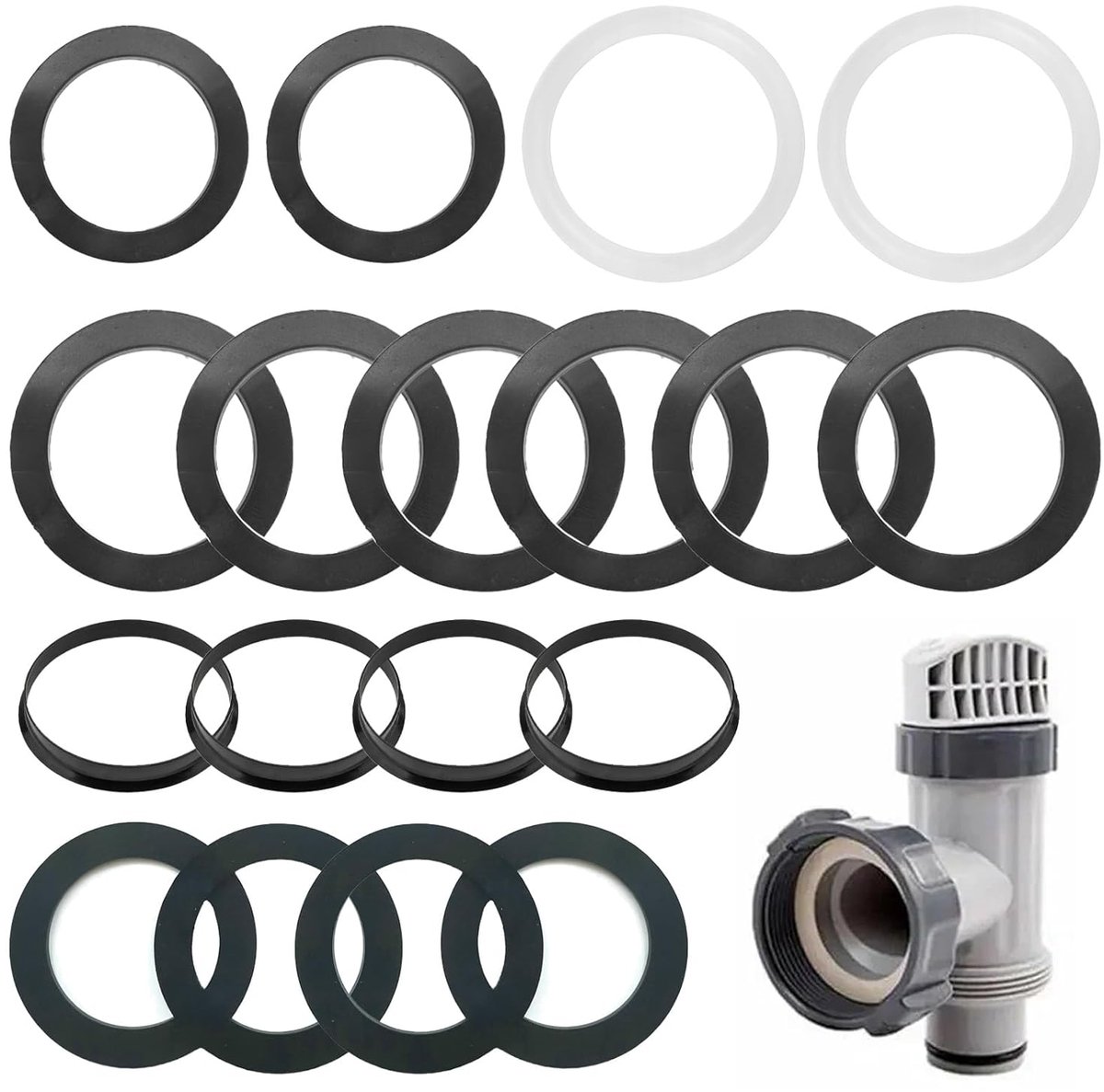 SnelShoppen - 18-delige Sifon Seals Set - 40mm/45mm/56mm - Rubber Sealing Ringen voor Keuken Sink, Badkuip, Afvoer, Hoogwaardige Hydraulische Gaskets