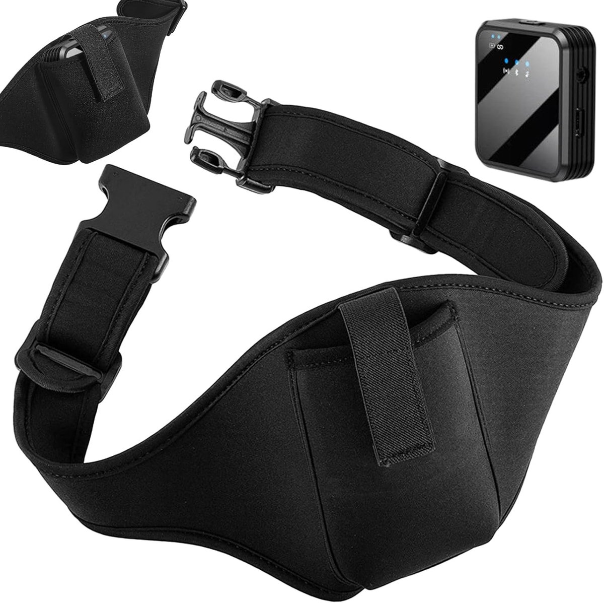 Thijox - Fitness Pack Riem Microfoon Ondersteuning - Verstelbare Taille Riem voor Telefoon en Microfoon - Ideaal voor Gym en Sportactiviteiten - Zwart