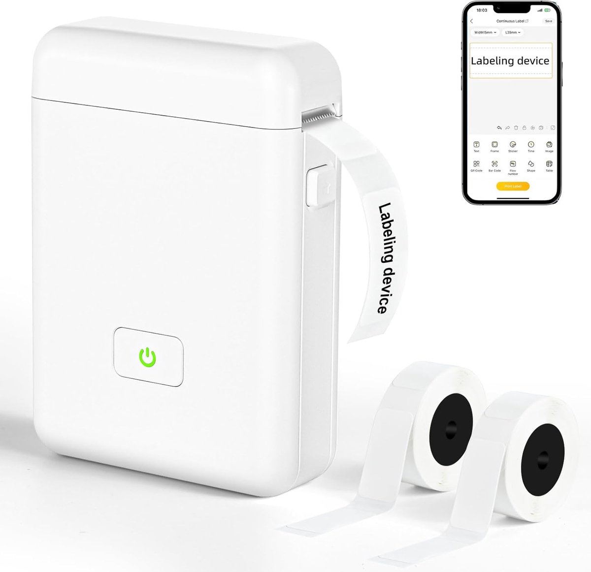 Thijox - Mini Bluetooth Labelprinter - Draagbaar Zelfklevend Labelapparaat voor Thuis en Kantoor - Compatibel met Android en iOS - Ideaal voor Organis