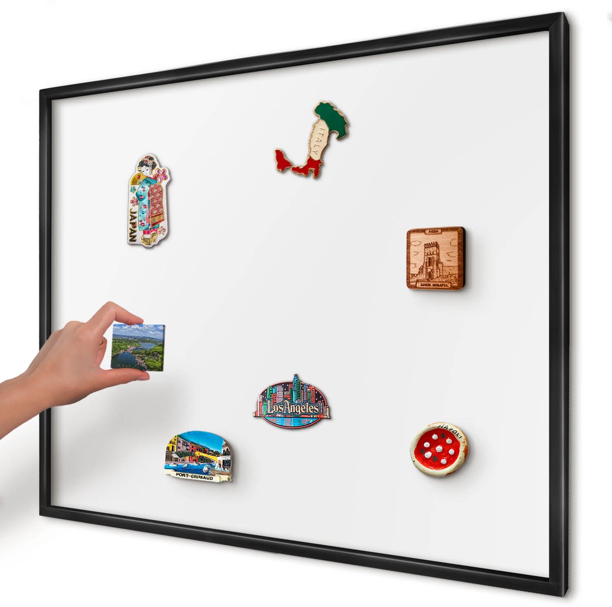 Artprintcave Wit Magneetbord mit Zwart Frame - 80x60 cm - Zuiver Wit Magnetische Organizer - Minimalist Magneetbord Voor Keuken - Achtergronden En Patronen