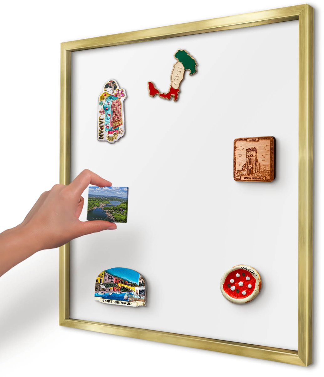 Artprintcave Wit Magneetbord mit Gouden Frame - 50x50 cm - Zuiver Wit Memobord Keuken - Minimalist Magnetische Organizer - Achtergronden En Patronen
