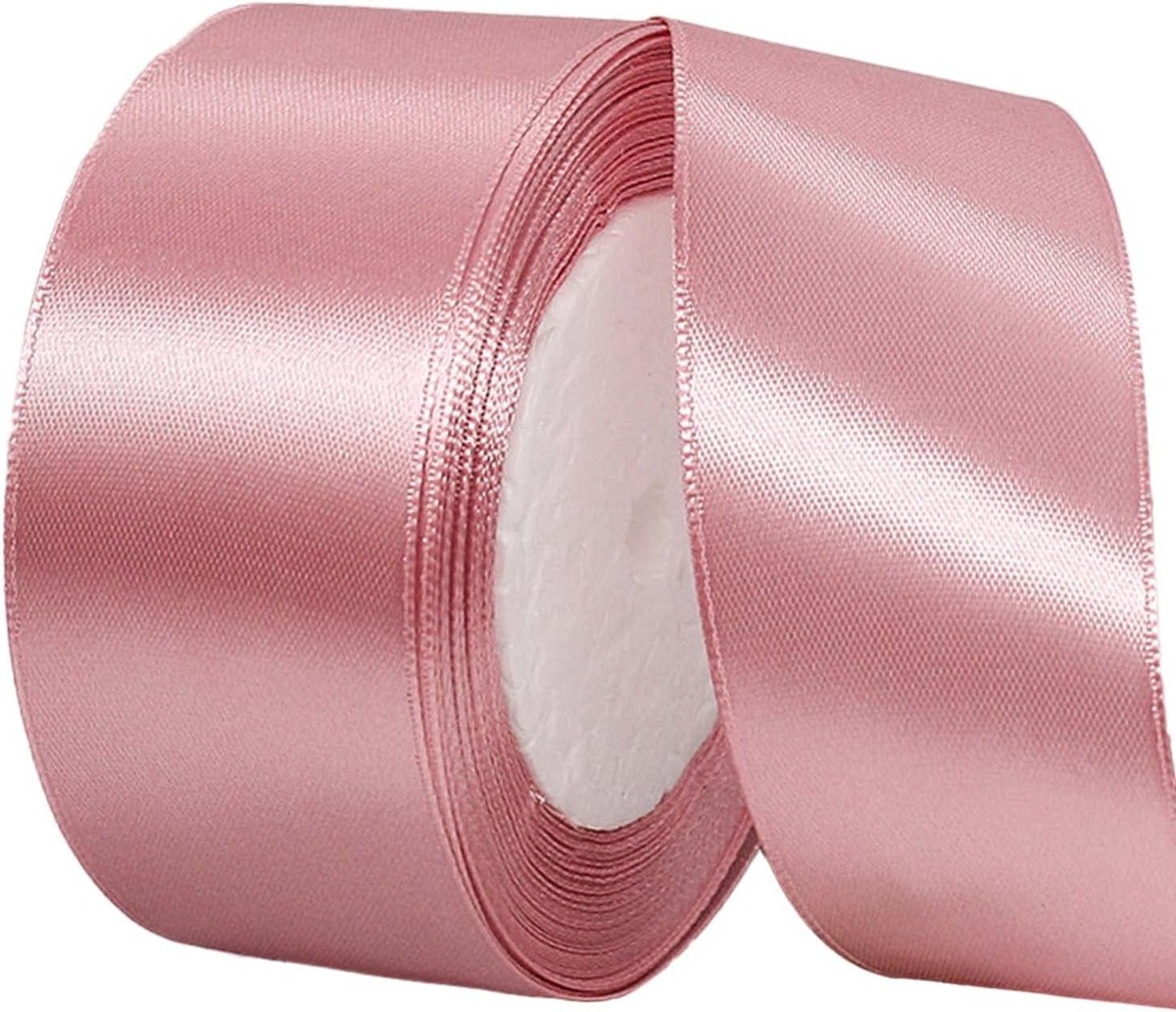 roze lint 22 m stoffig roze satijnen lint 40 mm, stoffig haarlint. Taartstrikken voor Pasen Geschenkverpakking, Stof Polyester Satijnen Lint. Voor Cadeauverpakking Haar Strikken Cake Pasen