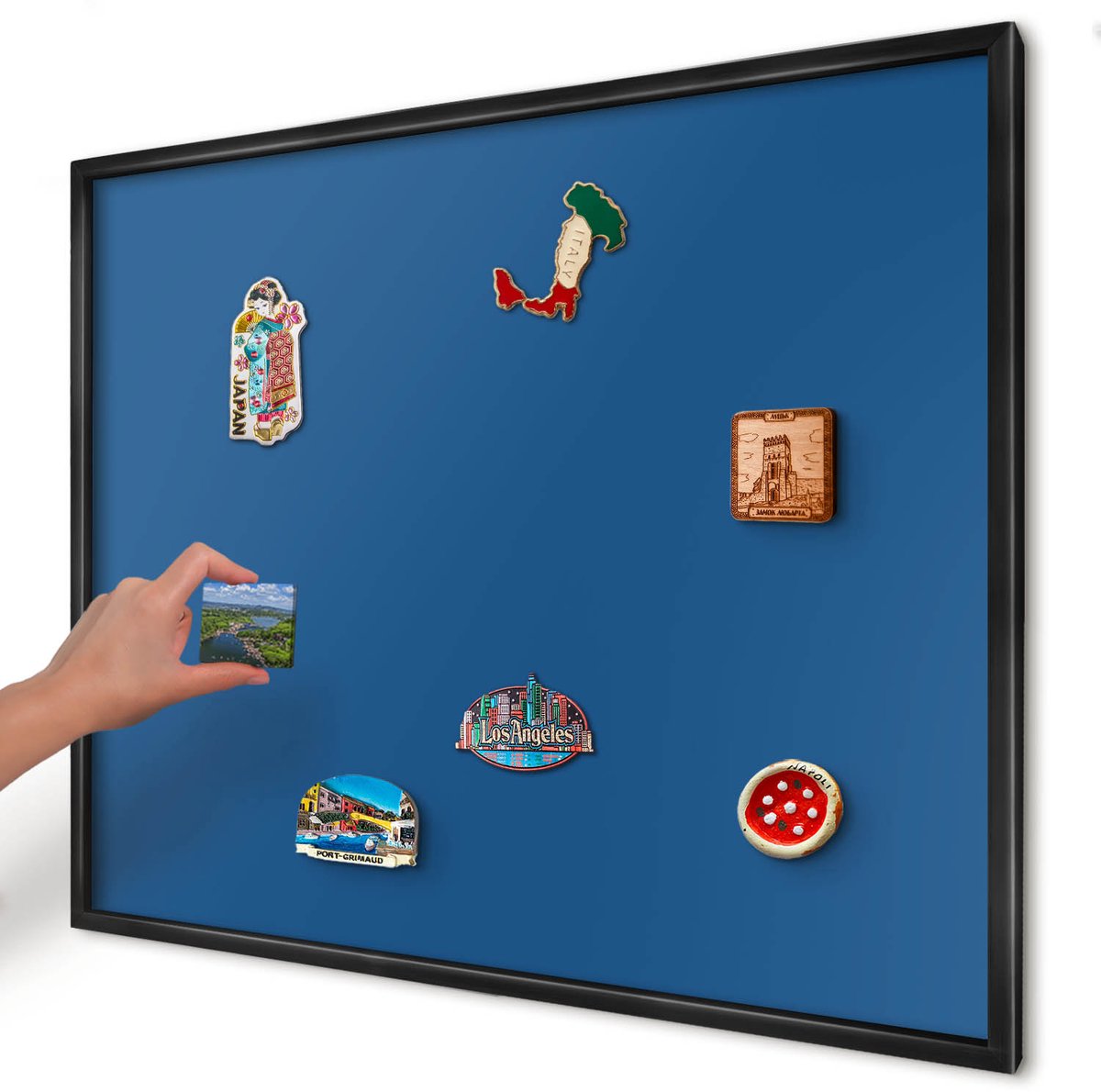 Artprintcave Marine Magneetbord mit Zwart Frame - 80x60 cm - Donkerblauw Magnetische Organizer - Minimalist Magnetisch Bord - Achtergronden En Patronen