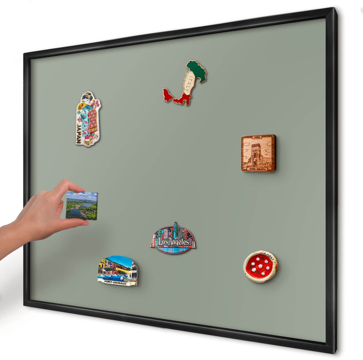 Artprintcave Groente Magneetbord mit Zwart Frame - 80x60 cm - Verstandig Magneet Bord mit Frame - Minimalist Magneetbord Voor Keuken - Achtergronden En Patronen