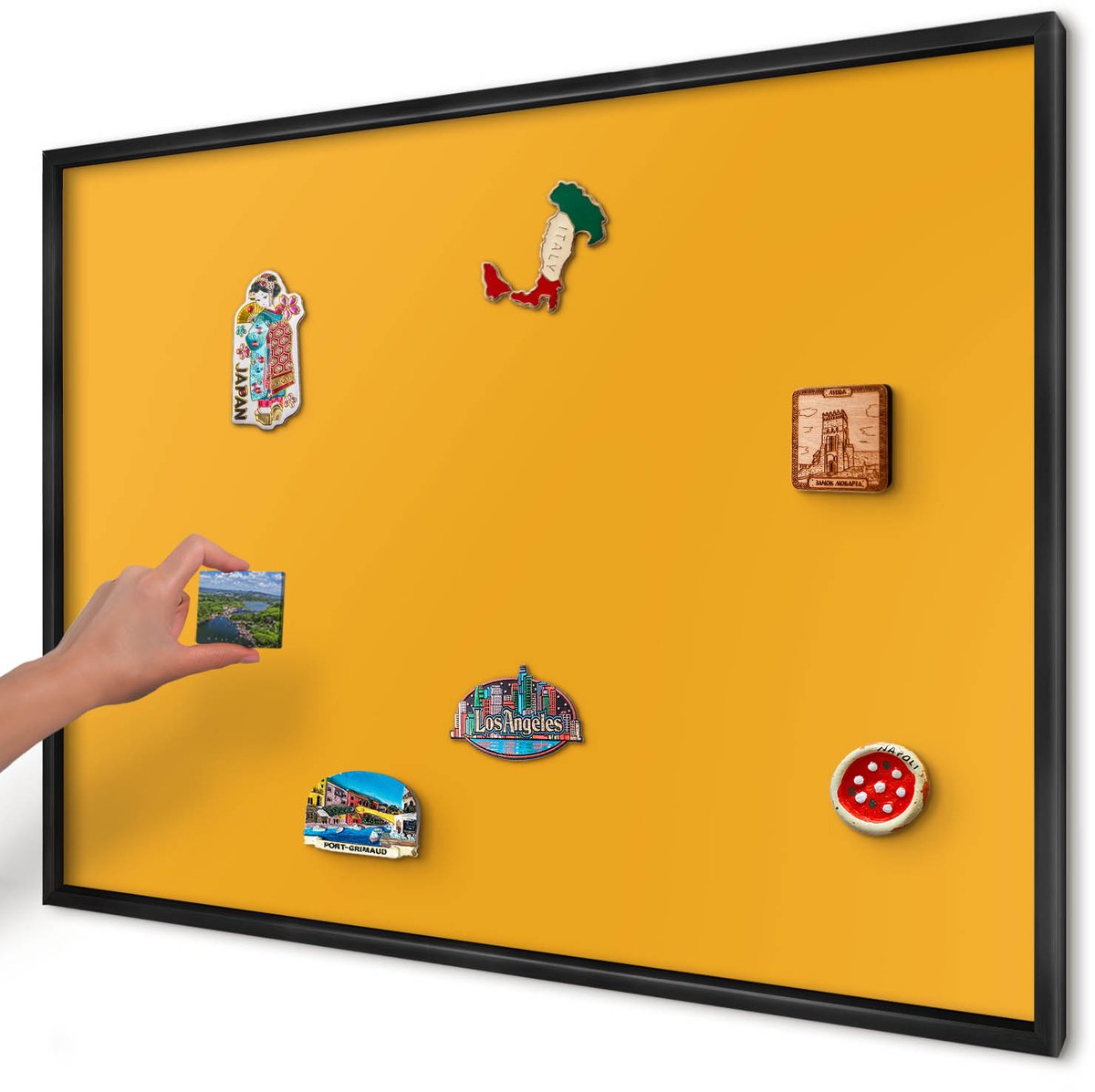 Artprintcave Oranje Magneetbord mit Zwart Frame - 100x70 cm - Levendig Oranje Magnetische Organizer - Minimalist Wandbord Magnetisch - Achtergronden En Patronen