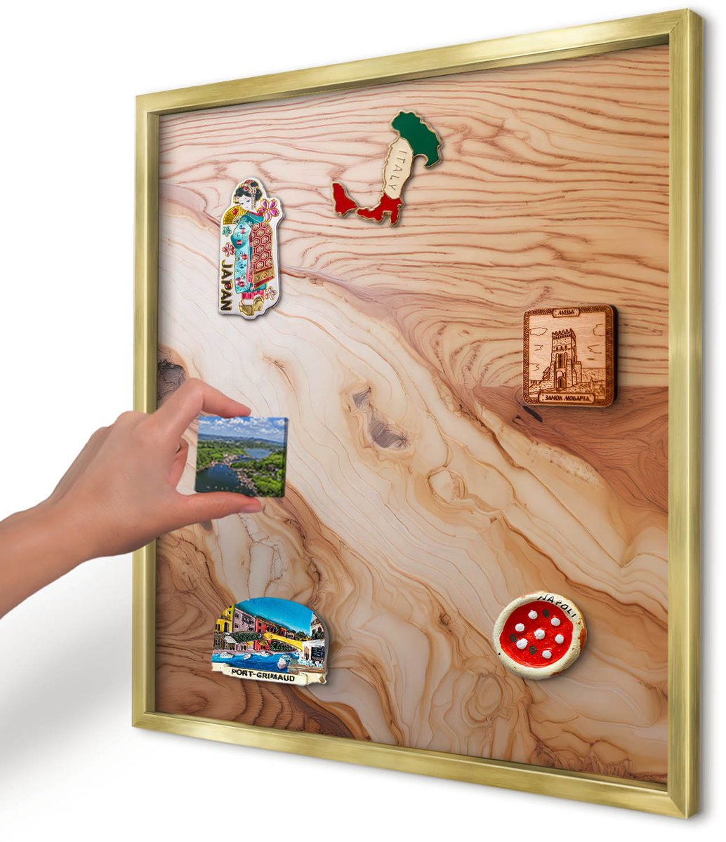 Artprintcave Bruin Magneetbord mit Gouden Frame - 50x50 cm - Houtstructuur Wandbord Magnetisch - Rustiek Magnetisch Bord Voor Magneten - Texturen