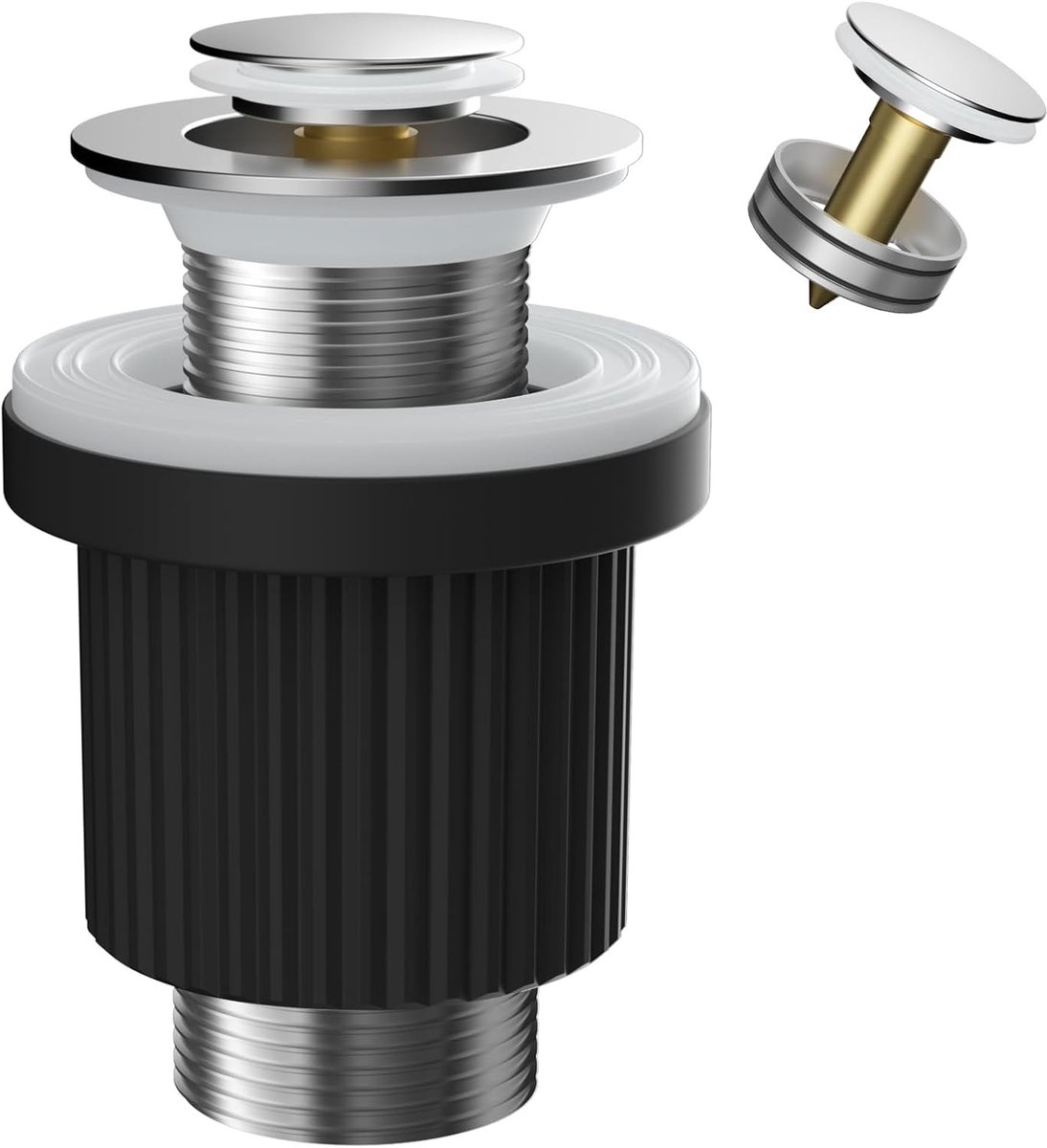 Hibbent Universele afvoergarnituur, pop-up ventiel voor wastafels en wastafels met en zonder overloop, G1 1/4 inch - ShopVlot