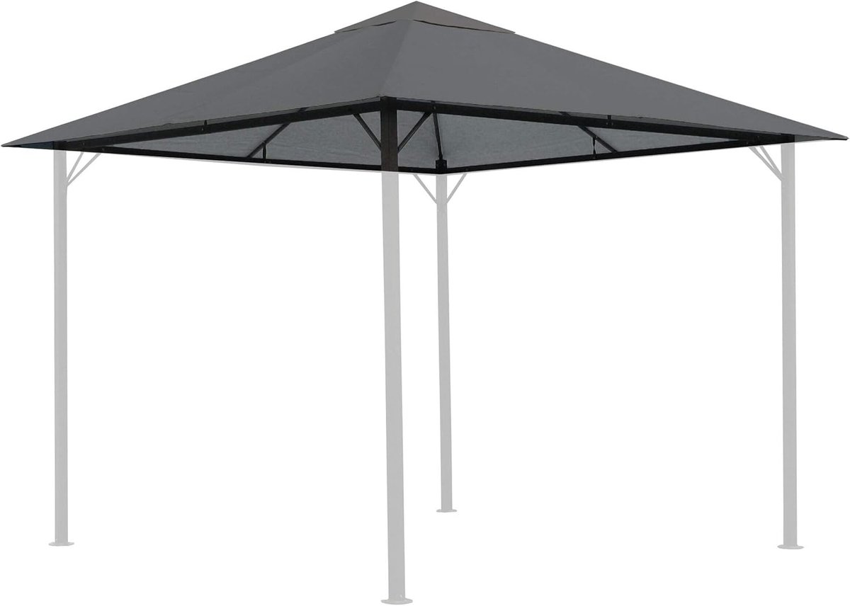 SnelShoppen - QUICK STAR Vervangend Dak voor Tuinpaviljoen 3x3m Grijs RAL 7012 - Antiek Paviljoendak Reserveovertrek voor Tuin, Feest en Camping