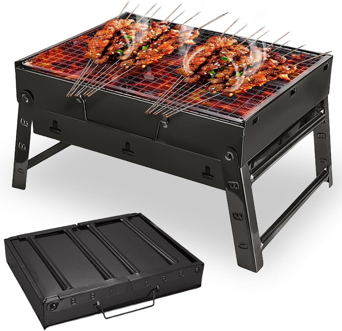 Houtskool Grill - Compact 35 x 27 x 20 cm - Vouwbaar RVS - Ideaal voor Camping - ShopVlot