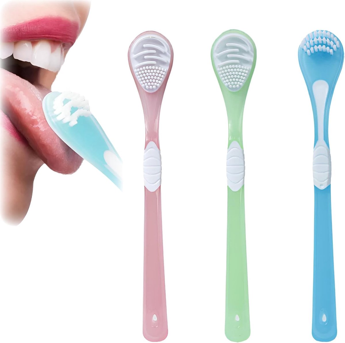 Tongschraper set 3-delig - Silicone en PP - Dubbelzijdig ontwerp - Vermindert slechte adem - ShopVlot