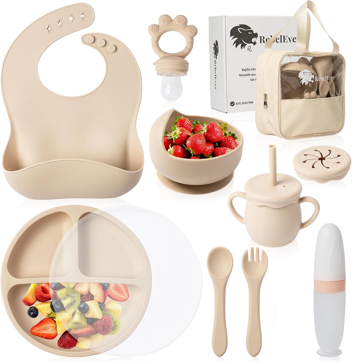 Siliconen Babyserviesset - Fruitfopspeen voor Baby's - babyvoedingsdispenserlepel - ShopVlot