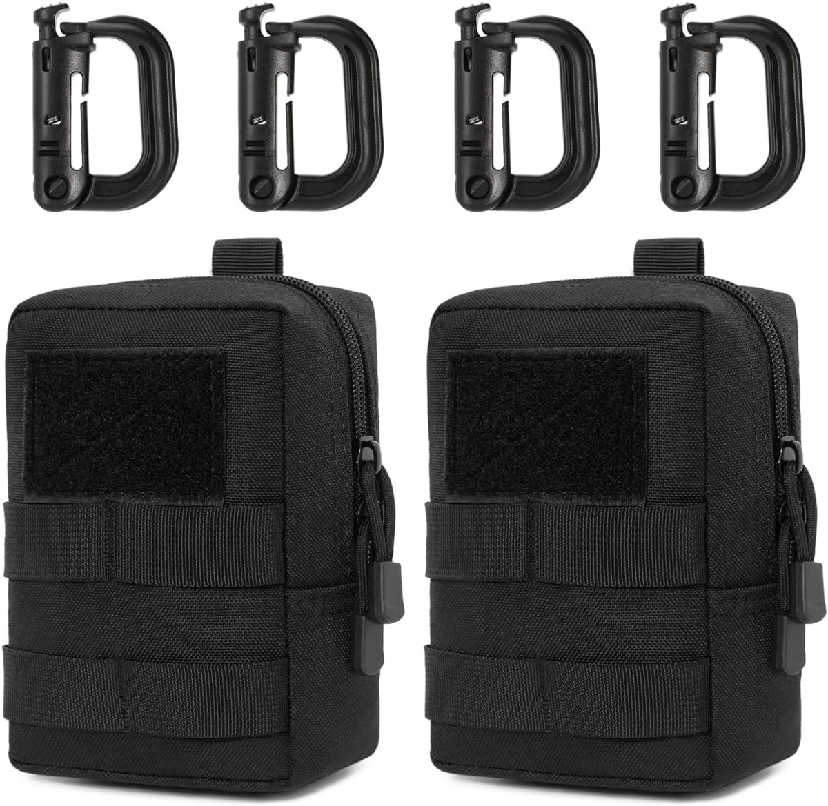 Molle-tas, tactische heuptassen, EDC Utility, buiktas, heuptas met 4 haken, rugzak-extra tassen voor outdoor, wandelen, jacht, camping, training, 2 stuks