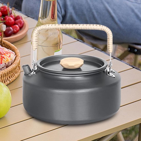 Outdoor Theepot - Waterkoker Ketel - Buiten Koken - Ergonomisch Handvat - 1.1 Liter - Grijs — afbeelding 3