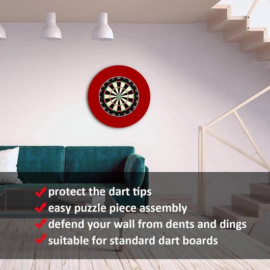 Dartbord Surround - Wandbeschermer Achterbord - Bescherming Muren - Universele Pasvorm - 709 Inch Dikte - Rood — afbeelding 2