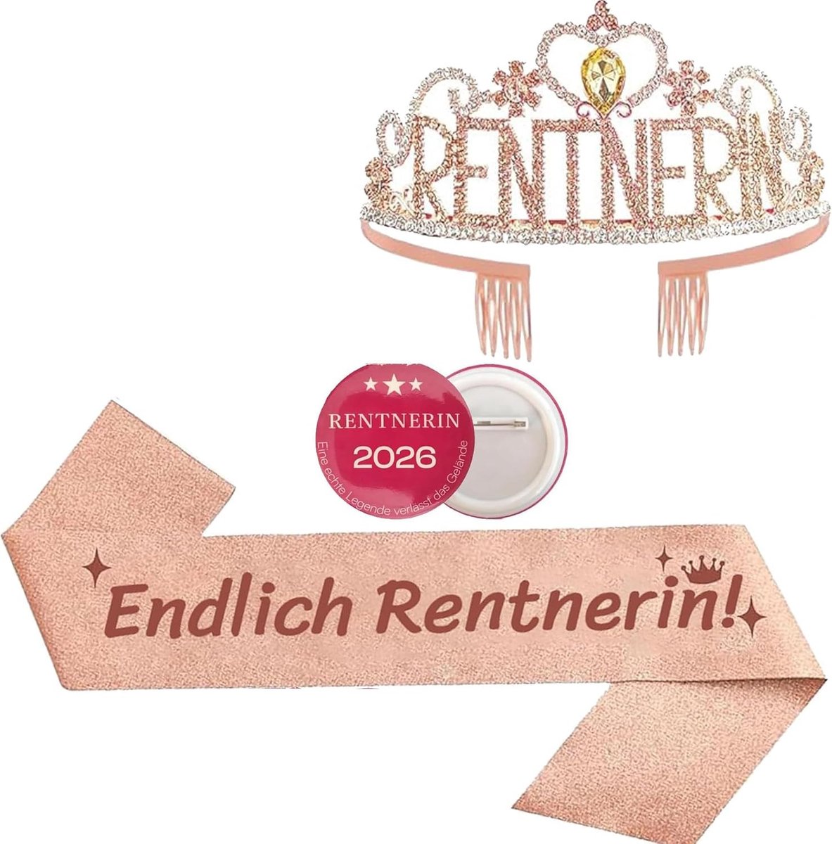 Cadeau voor gepensioneerde vrouw met sjerp, haarband en knop voor een feestelijk pensioen